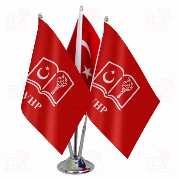 K�rm�z� Vatan ve H�rr�yet Partisi Logolu ��l� Masa Bayra��