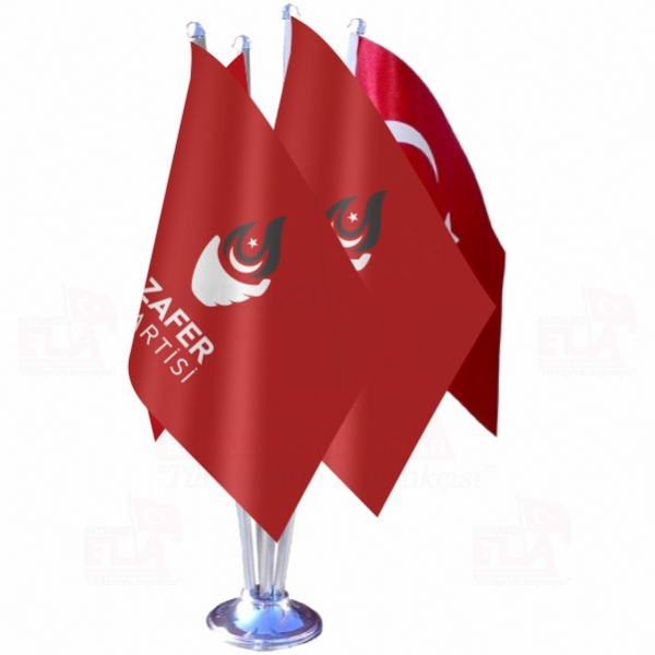 Kırmızı Zafer Partisi Dörtlü Özel Masa Bayrağı