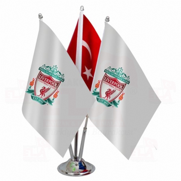 Liverpool FC Logolu Üçlü Masa Bayrağı