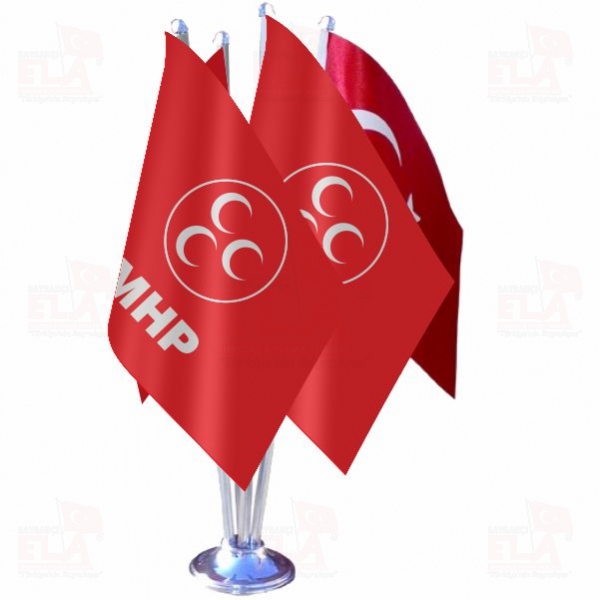 MHP K�rm�z� Milliyet�i Hareket Partisi D�rtl� �zel Masa Bayra��