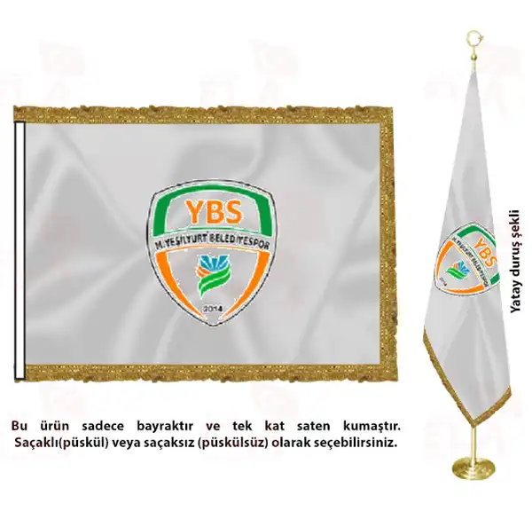 Malatya Yeşilyurt Belediyespor Saten Makam Flaması