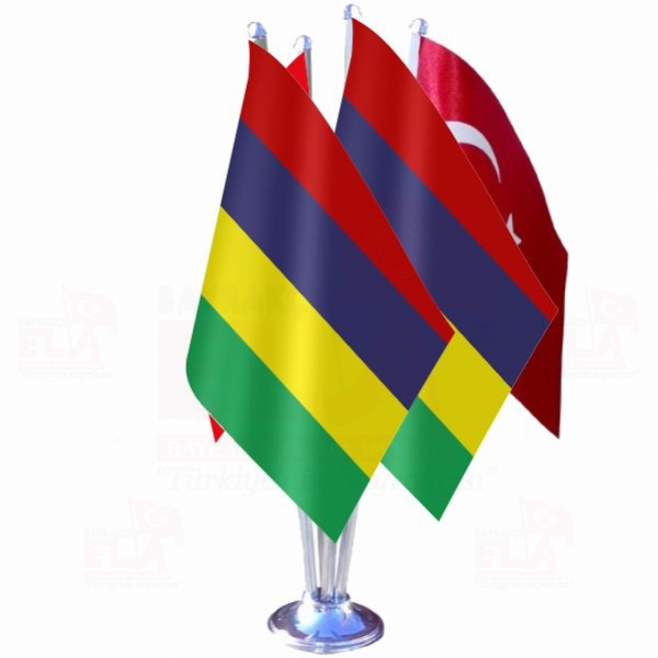 Mauritius Dörtlü Özel Masa Bayrağı