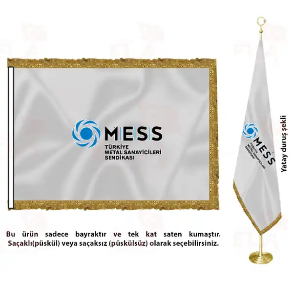 Mess Türkiye Metal Sanayicileri Sendikası Saten Makam Flaması