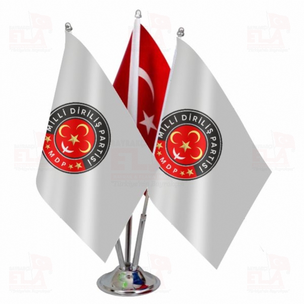 Milli Dirili� Partisi Logolu ��l� Masa Bayra��