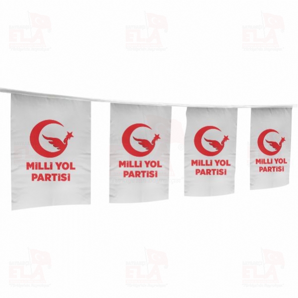 Milli Yol Partisi �pe Dizili Flamalar ve Bayraklar