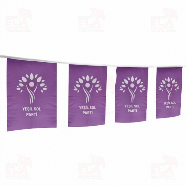 Mor Ye�il Sol Parti �pe Dizili Flamalar ve Bayraklar
