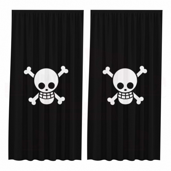 One Piece Jolly Roger Bask�l� G�ne�lik Perdeler