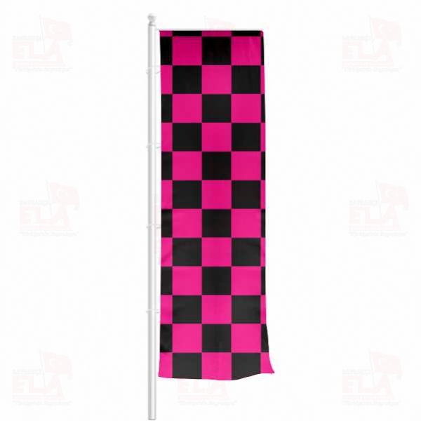 Pembe Siyah Damal� Yatay �ekilen Flamalar ve Bayraklar