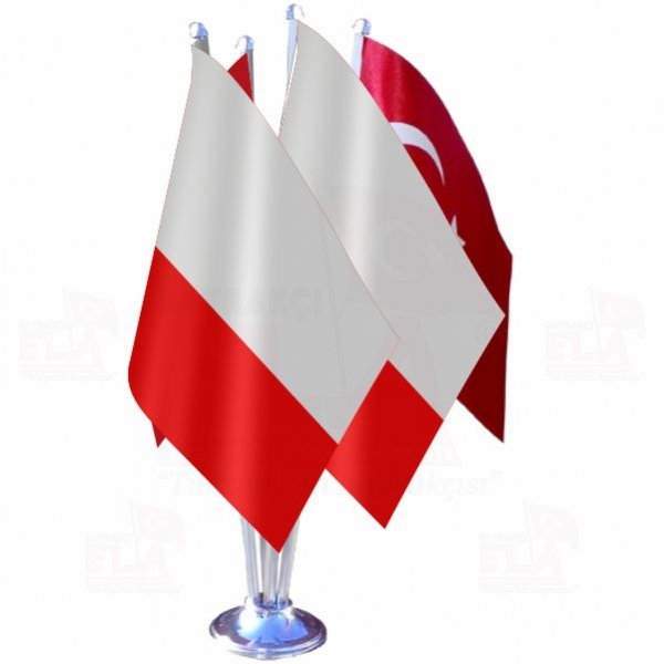 Polonya Dörtlü Özel Masa Bayrağı