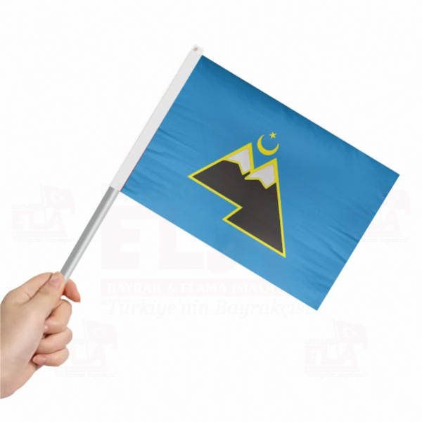 Rusya Karaçay Türkleri Sopalı Bayrak ve Flamalar