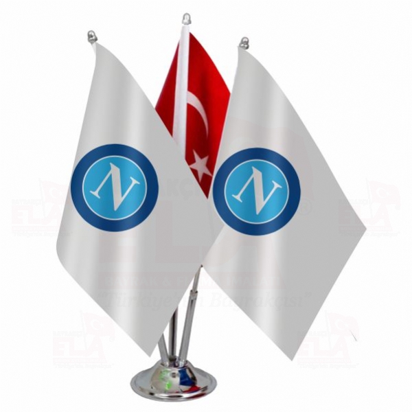 SSC Napoli Logolu Üçlü Masa Bayrağı
