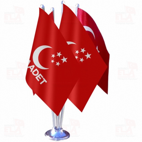 Saadet Partisi K�rm�z� D�rtl� �zel Masa Bayra��