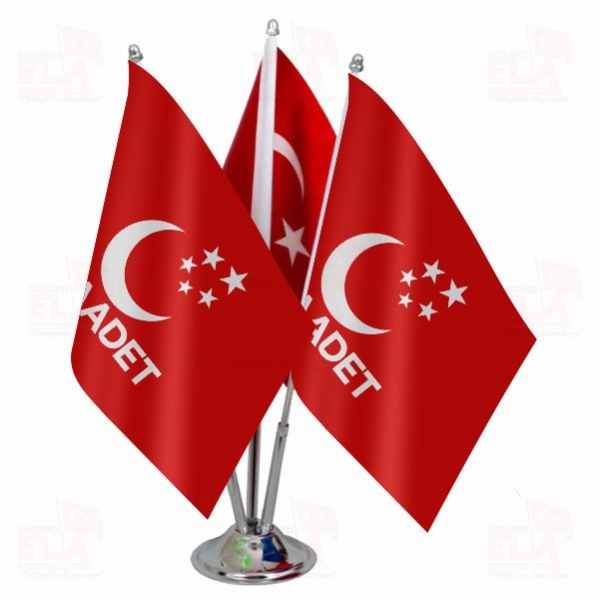 Saadet Partisi K�rm�z� Logolu ��l� Masa Bayra��