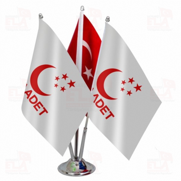 Saadet Partisi Logolu ��l� Masa Bayra��
