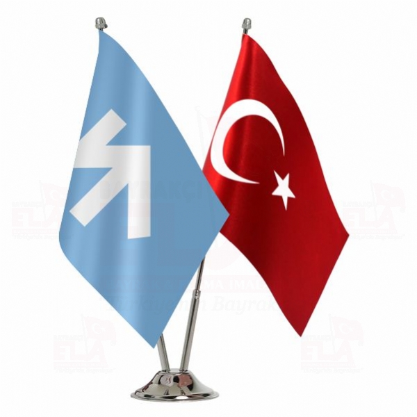 Salar Türkleri 2 li Masa Bayrağı
