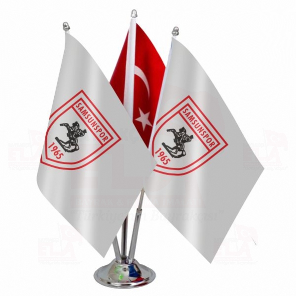 Samsunspor Logolu Üçlü Masa Bayrağı