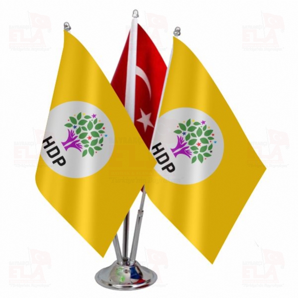 Sar� Hdp Halklar�n Demokratik Partisi Logolu ��l� Masa Bayra��