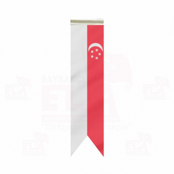 Singapur �zel Logolu Masa Bayra��