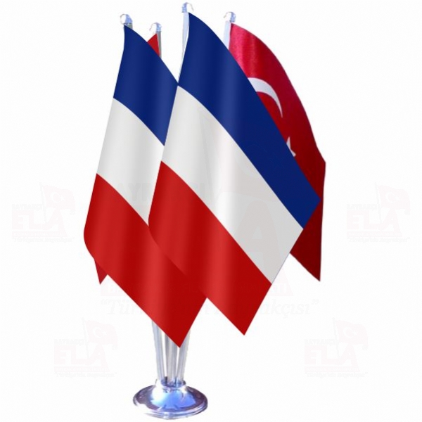 Sırbistan Karadağ Dörtlü Özel Masa Bayrağı