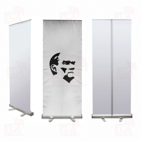 Siyah Beyaz Atat�rk Banner Roll Up