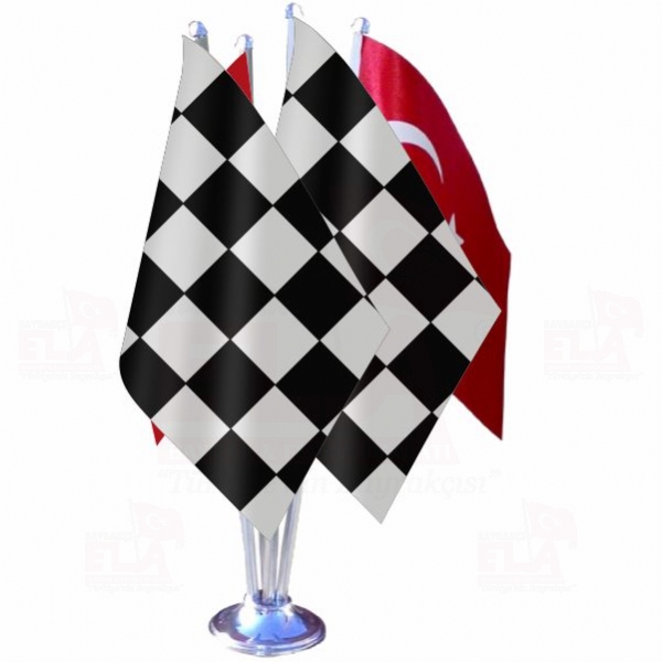 Siyah Beyaz Finish D�rtl� �zel Masa Bayra��