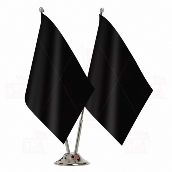 Siyah İkili Masa Bayrağı