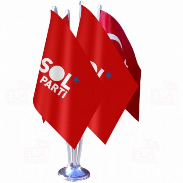 Sol Parti Dörtlü Özel Masa Bayrağı