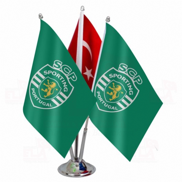 Sporting CP Logolu ��l� Masa Bayra��