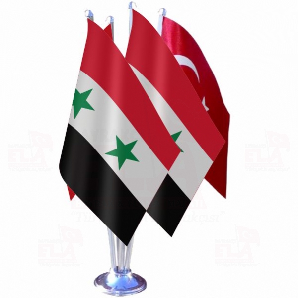 Suriye Dörtlü Özel Masa Bayrağı