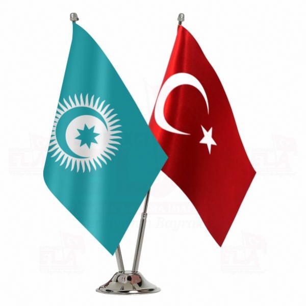Türk Devletleri Teşkilatı 2 li Masa Bayrağı