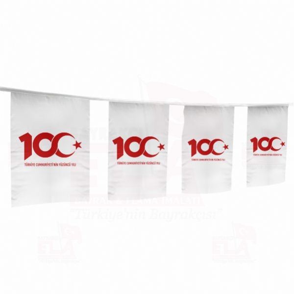 T�rkiye Cumhuriyetinin 100.Y�l� �pe Dizili Flamalar ve Bayraklar