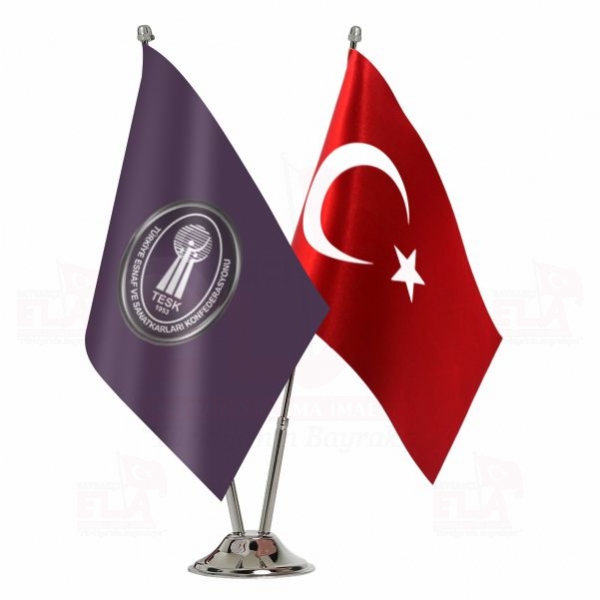 Türkiye Esnaf ve Sanatkarları Konfederasyonu 2 li Masa Bayrağı