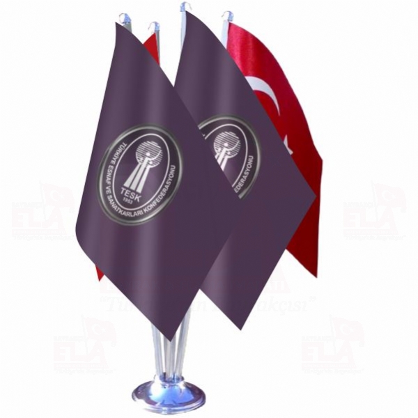 Türkiye Esnaf ve Sanatkarları Konfederasyonu Dörtlü Özel Masa Bayrağı