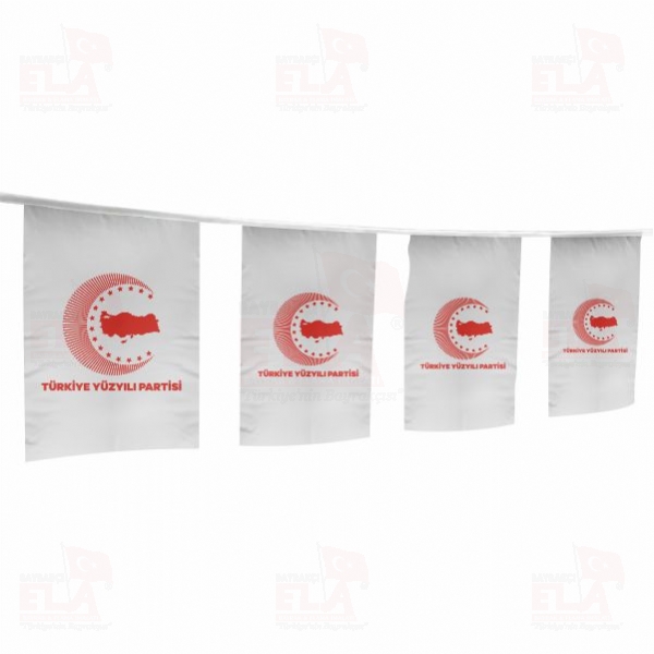T�rkiye Y�zy�l� Partisi �pe Dizili Flamalar ve Bayraklar