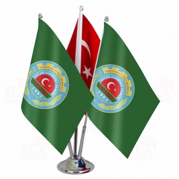 Türkiye Ziraat Odaları Birliği Logolu Üçlü Masa Bayrağı