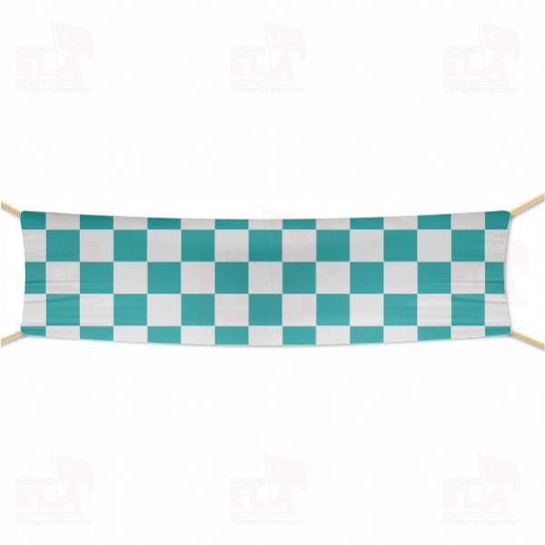 Turkuaz Beyaz Damal� Afi� ve Pankartlar