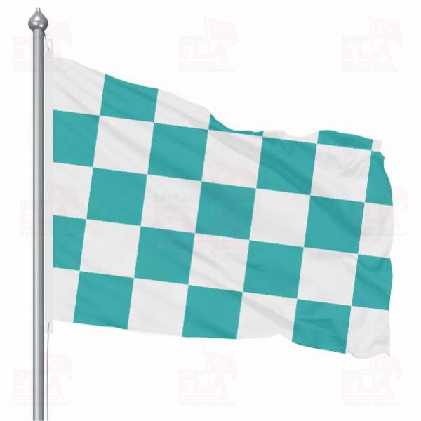 Turkuaz Beyaz Damal� Bayraklar�