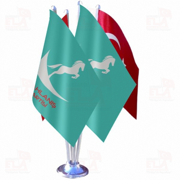 Turkuaz �ahlan�� Partisi D�rtl� �zel Masa Bayra��