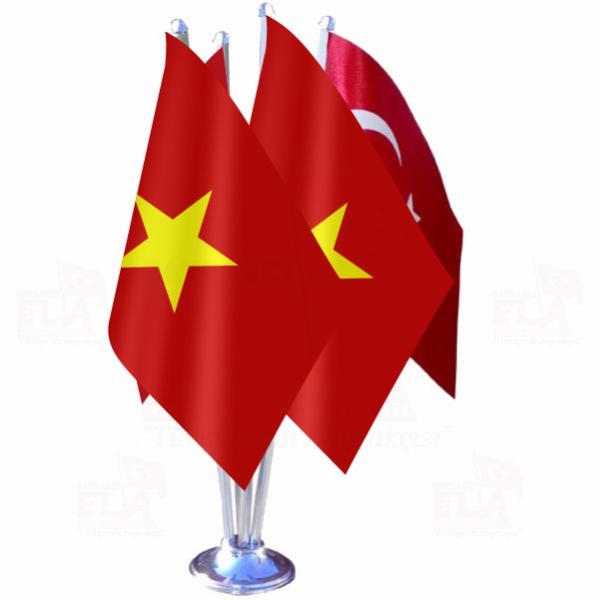 Vietnam Dörtlü Özel Masa Bayrağı