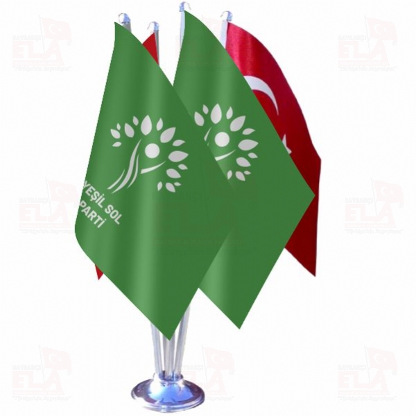 Ye�il Sol Parti D�rtl� �zel Masa Bayra��