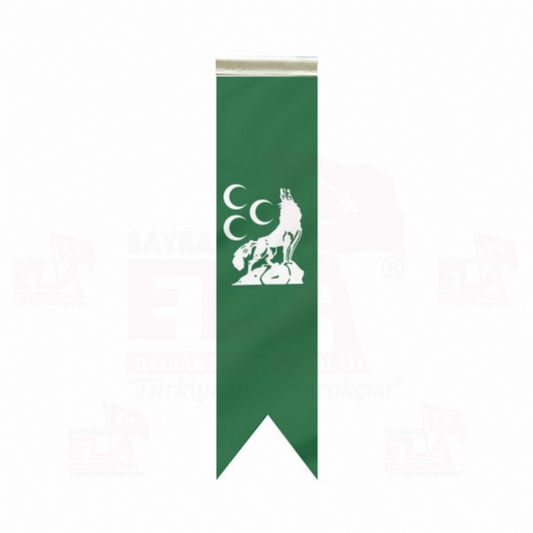 Yeşil Üç Hilal Kurt Özel Logolu Masa Bayrağı