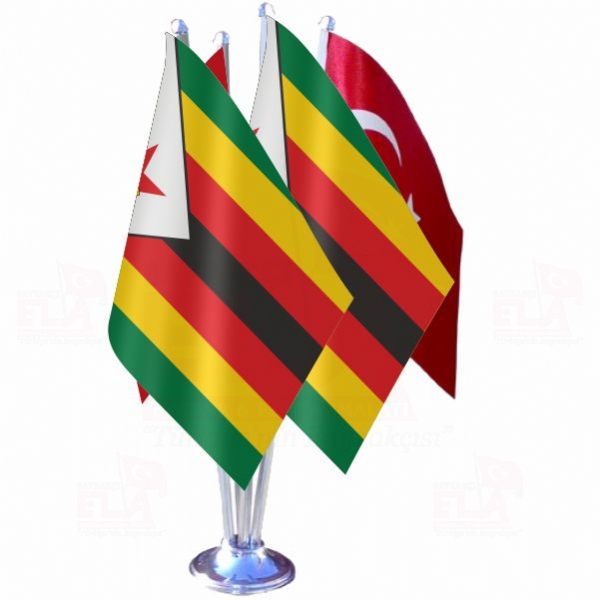 Zimbabve Dörtlü Özel Masa Bayrağı