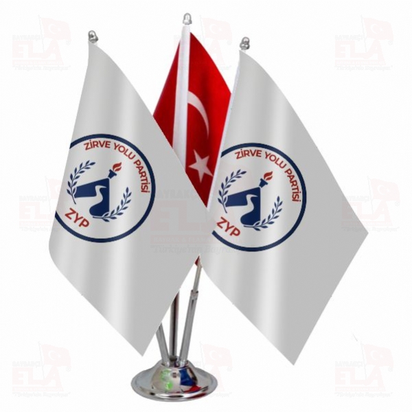 Zirve Yolu Partisi Logolu ��l� Masa Bayra��