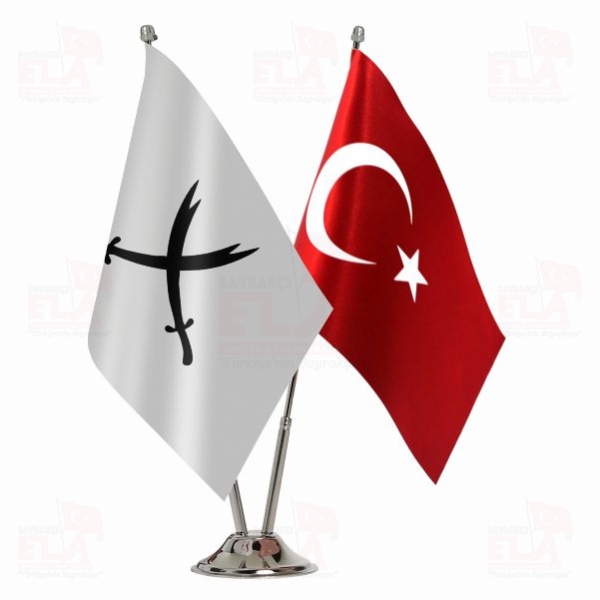 Z�lfikar Hz Alinin K�l�c� 2 li Masa Bayra��