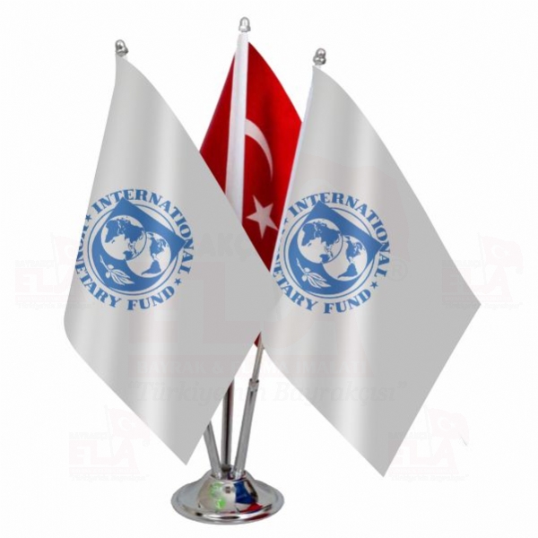 international Monetaire Fund Logolu Üçlü Masa Bayrağı