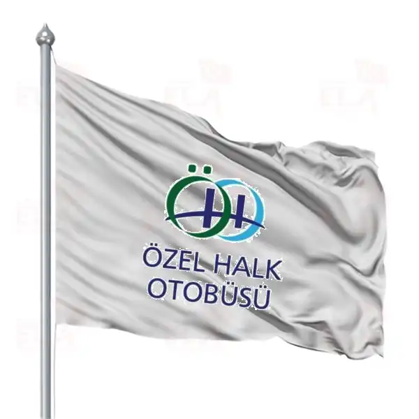 zel Halk Otobs Gnder Flamas ve Bayraklar