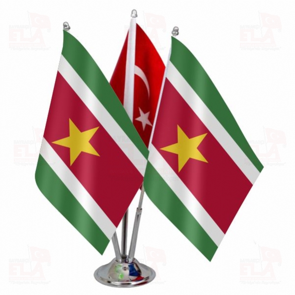 surinam Logolu ��l� Masa Bayra��