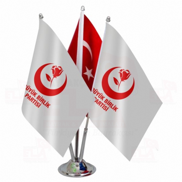 Üçlü Büyük Birlik Partisi Logolu Masa Bayrağı