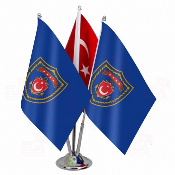Üçlü Deniz Kuvvetleri Komutanlığı Logolu Masa Bayrağı