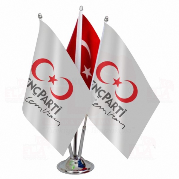 Üçlü Genç Parti Logolu Masa Bayrağı